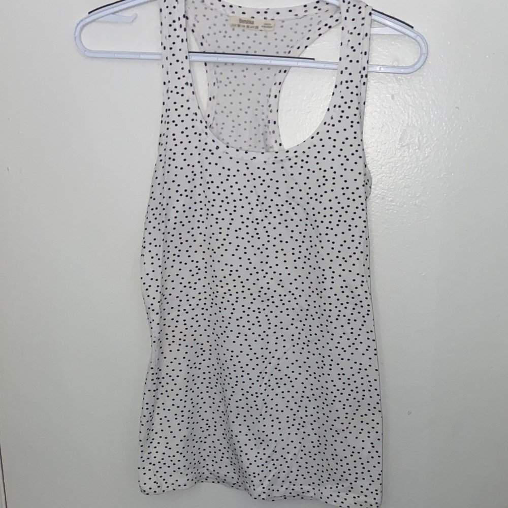 Bershka White and Black Polka Dot Sleeveless Women's Tank Top